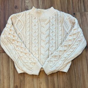 SHEIN Woman’s Cream Cable Knit Turtleneck Sweater